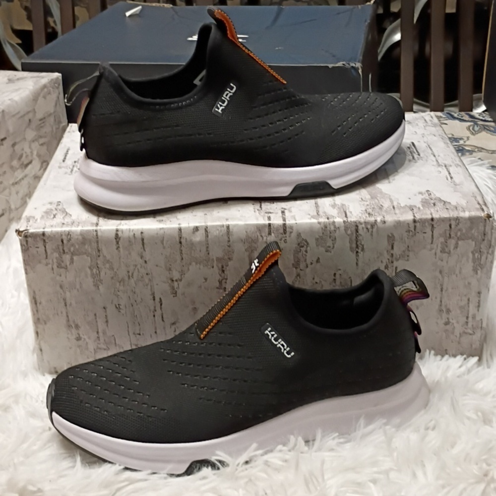 Kuru Atom Black Rainbow Plantar Fascitis Orthopedic Support Walking Slip On Shoe